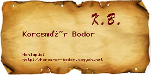 Korcsmár Bodor névjegykártya